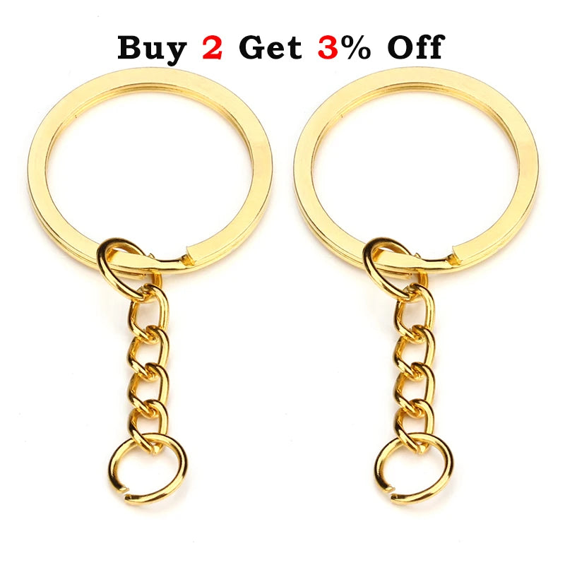 5-20pcs Gold Color Key Chain Key Ring Bronze Rhodium 28mm Long Round Split Keyrings Keychain For DIY Jewelry Making Wholesale