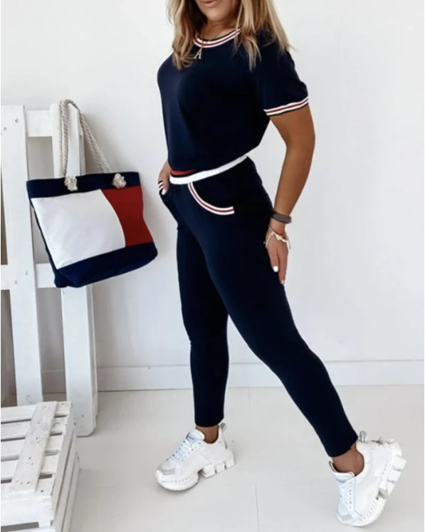 Casual Round Neck Sports 2-piece Set
