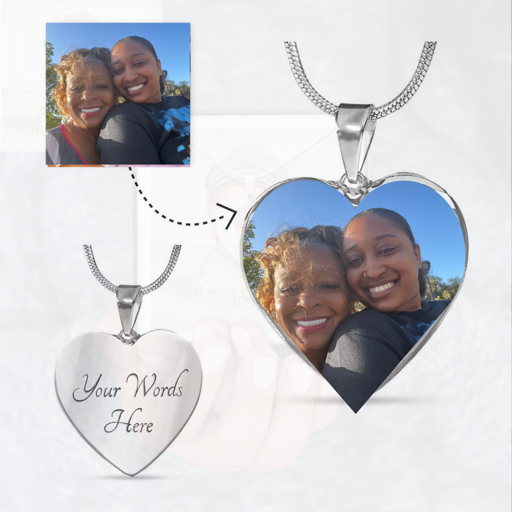 π Personalized Heart Necklace with both Photo & Engraving (with no additional charge for Engraving)!π
