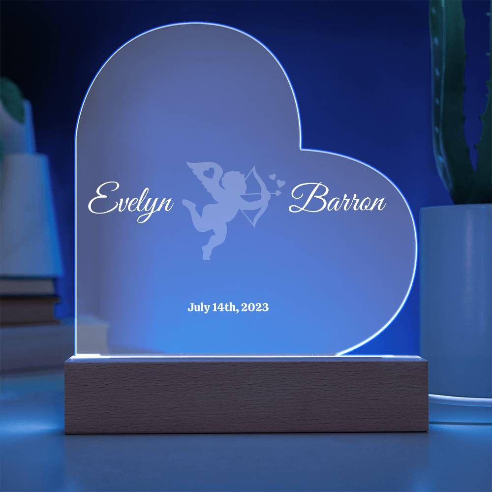 Cupid Acrylic Heart Plaque (Personalized)