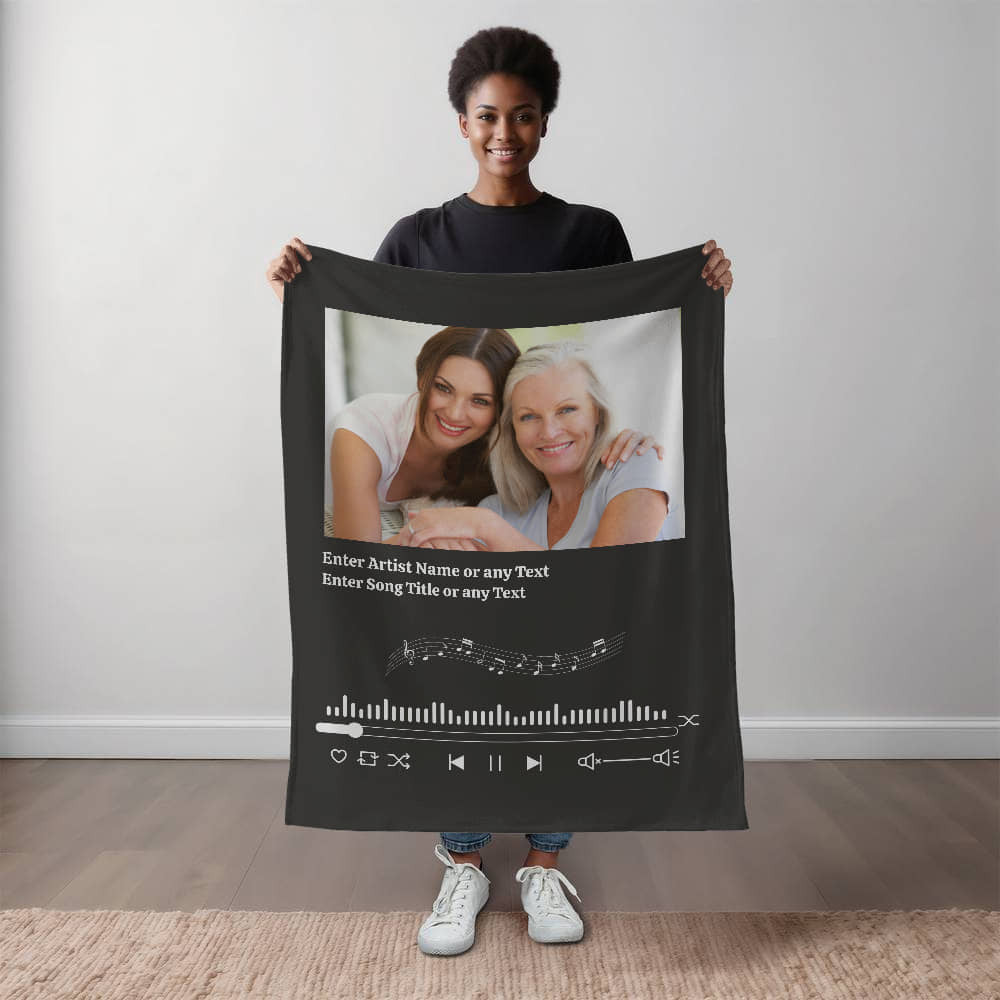 Personalized Song Blanket with Photo Upload & Song Text Choice