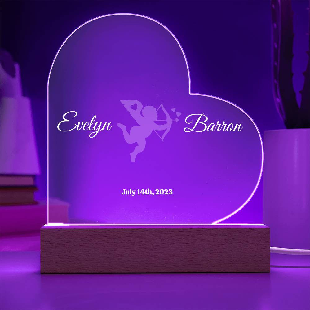 Cupid Acrylic Heart Plaque (Personalized)