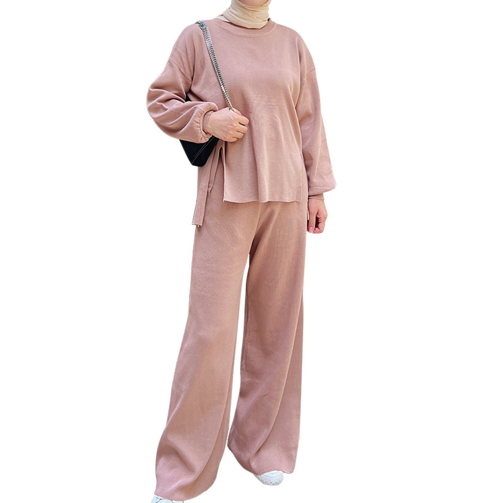 Women's Fashion Loose Sweater Wide-legged Pants Two-piece Set