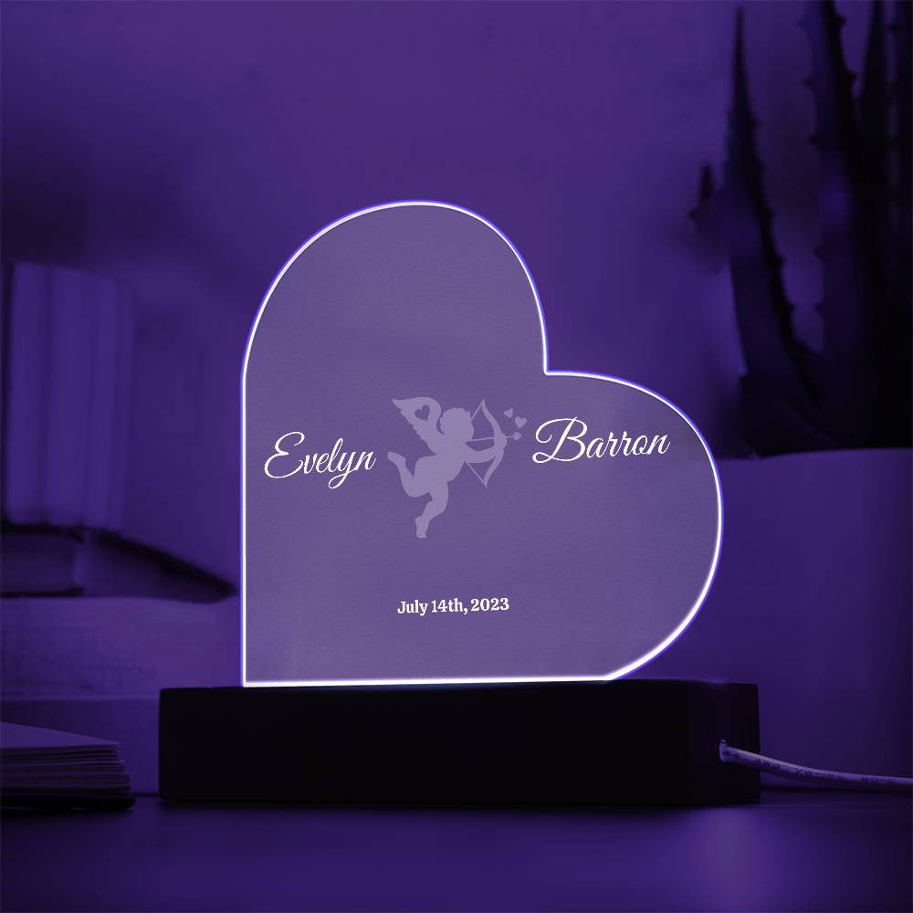 Cupid Acrylic Heart Plaque (Personalized)