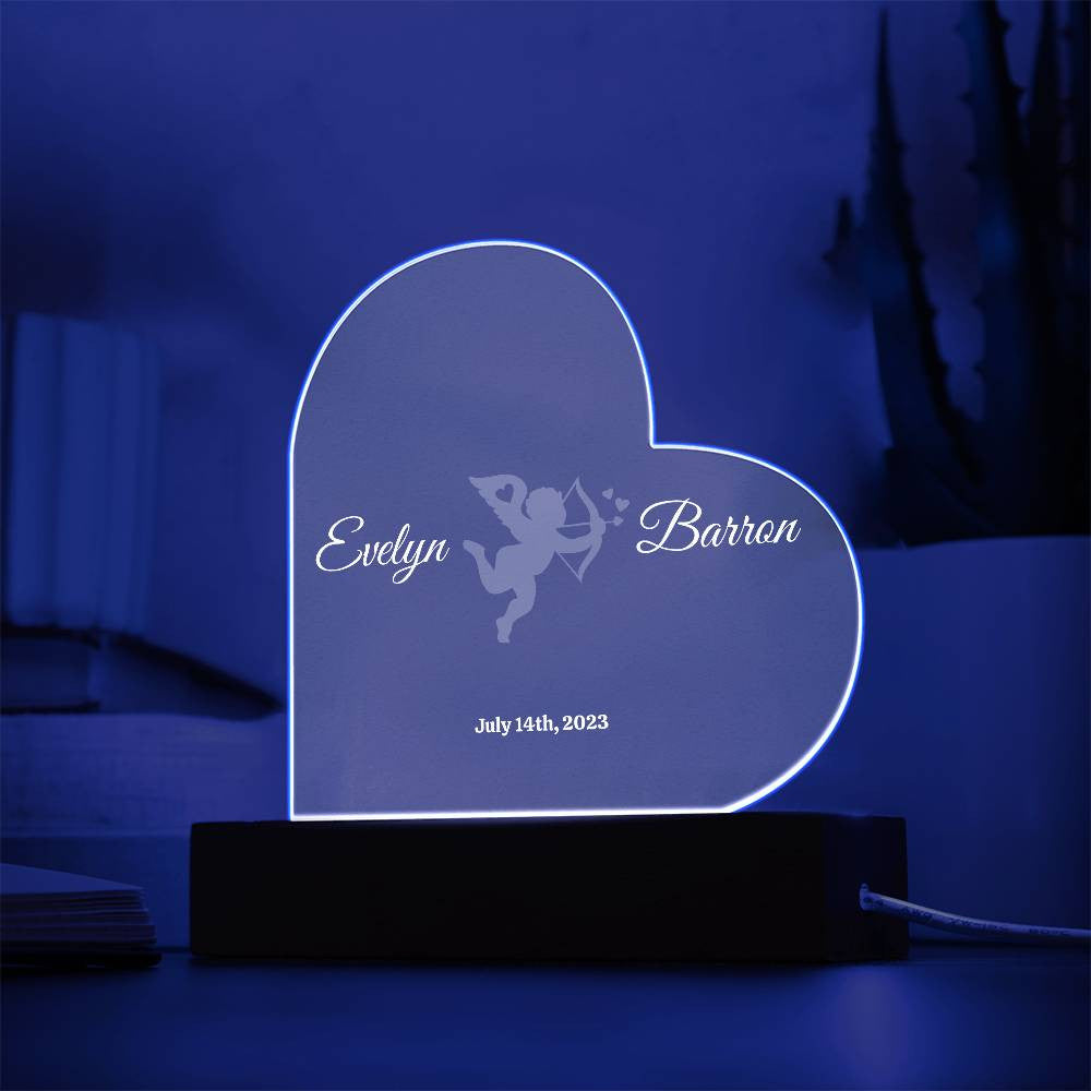 Cupid Acrylic Heart Plaque (Personalized)