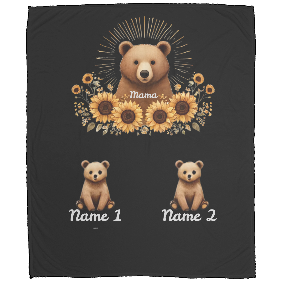 Personalized Mama Bear Sunflower Blanket - Ideal For Mother's Day, Birthday, Anniversary