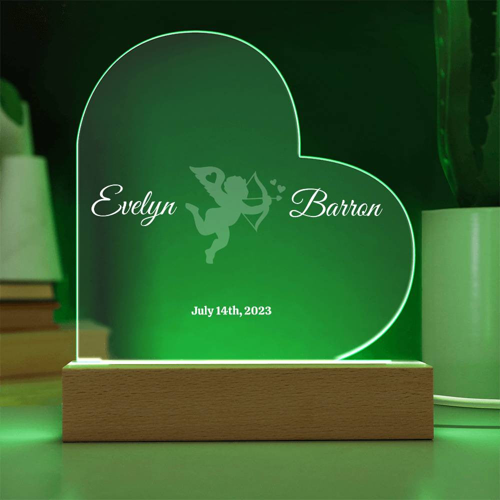 Cupid Acrylic Heart Plaque (Personalized)