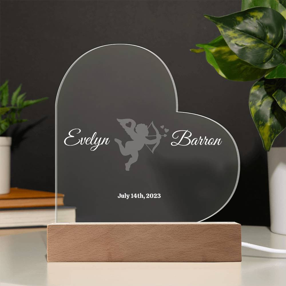 Cupid Acrylic Heart Plaque (Personalized)