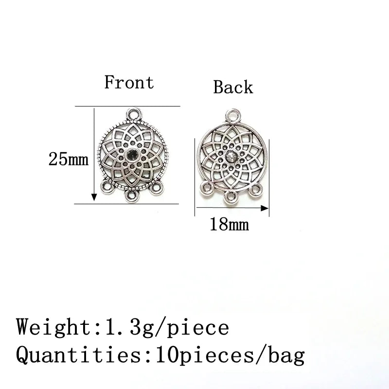 Fashion 18mm 10pieces/bag Zinc Alloy Porous Connector Charms Linker for DIY Necklace Earring Jewelry Accessories