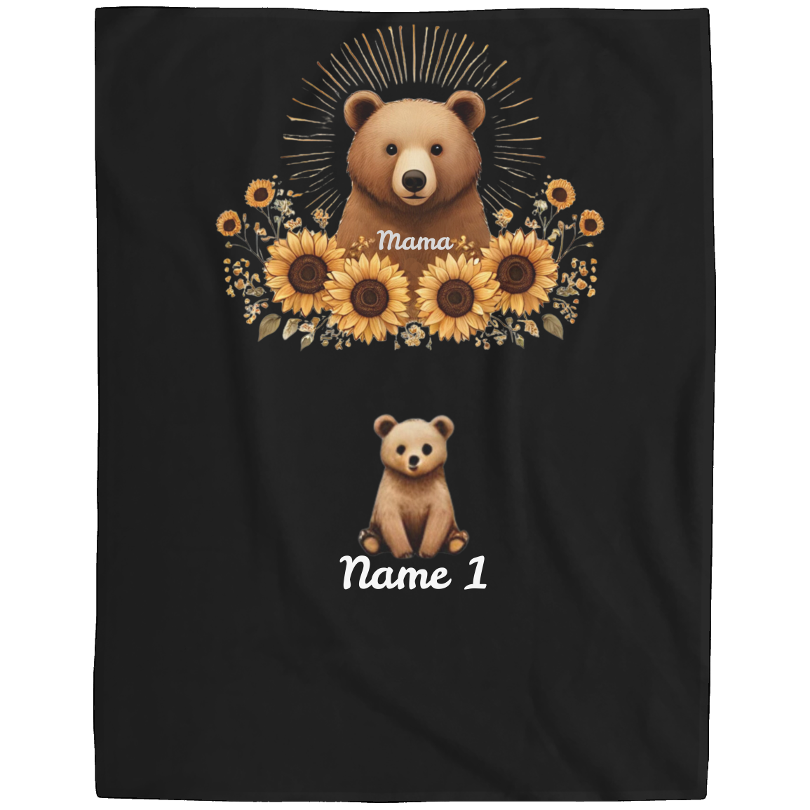 Personalized Mama Bear Sunflower Blanket - Ideal For Mother's Day, Birthday, Anniversary
