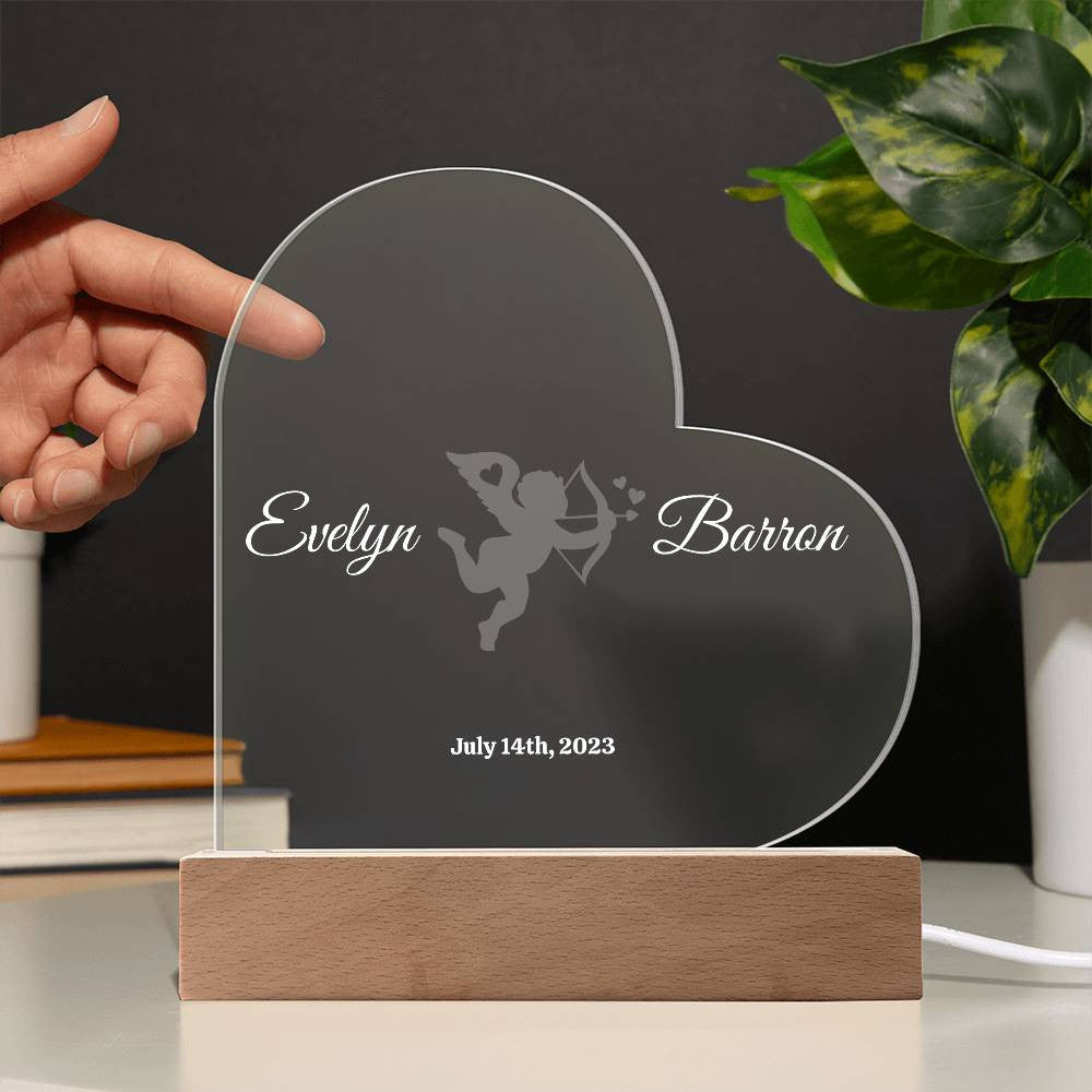 Cupid Acrylic Heart Plaque (Personalized)