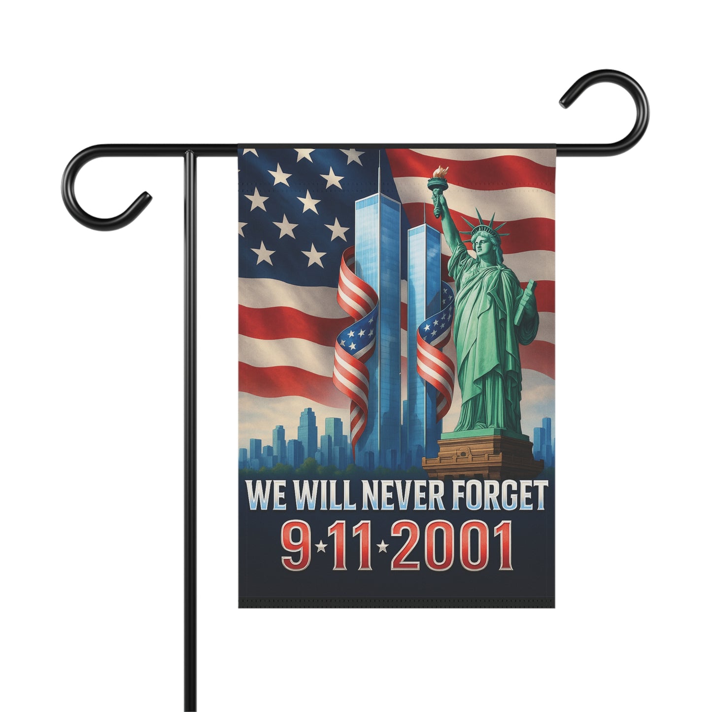 Never Forget 911 Patriotic Memorial Flag - Twin Tower Heros