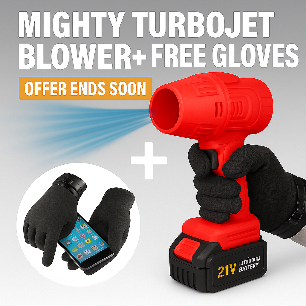 Mighty Turbo Hand-Held Blower + Touch Screen Gloves