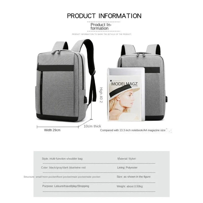 Business Laptop Backpack Large Capacity Multifunctional Usb Charging Waterproof Film Backbag Casual Shoulder Bag For Men