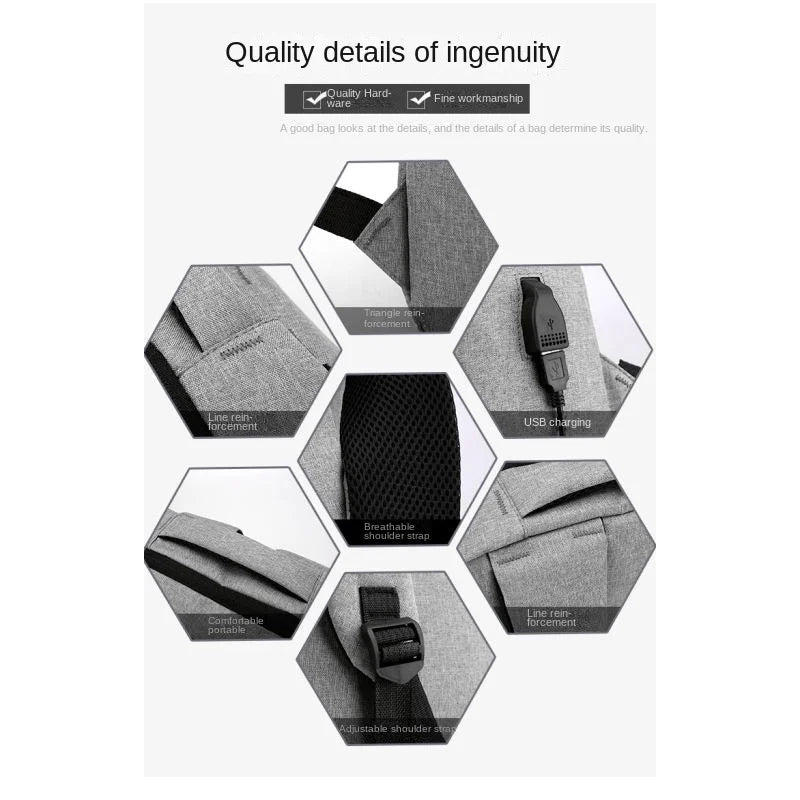 Business Laptop Backpack Large Capacity Multifunctional Usb Charging Waterproof Film Backbag Casual Shoulder Bag For Men