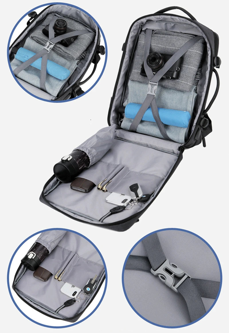 Men Large Capacity Backpack USB Charging Male Laptop Bagpack Waterproof Business Travel Back Pack Luggage Bag Mochila