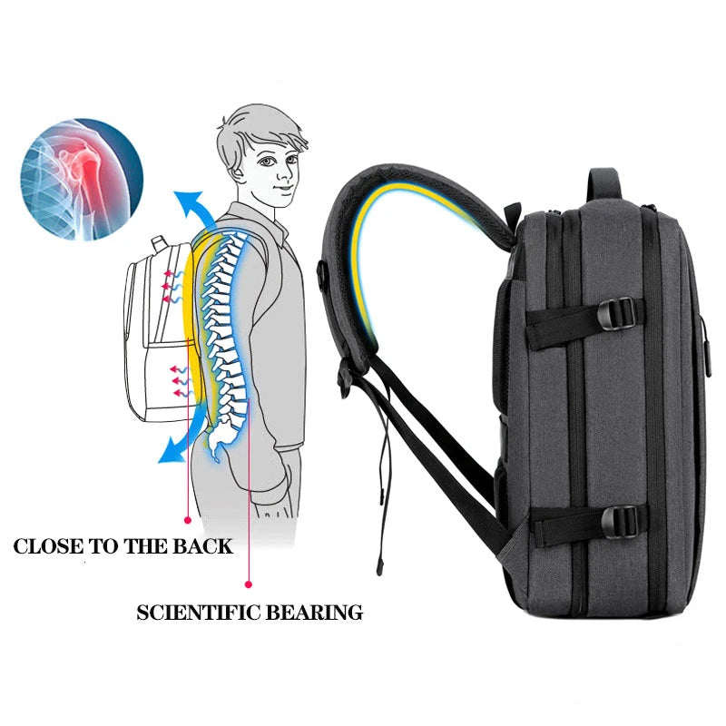 Men Large Capacity Backpack USB Charging Male Laptop Bagpack Waterproof Business Travel Back Pack Luggage Bag Mochila