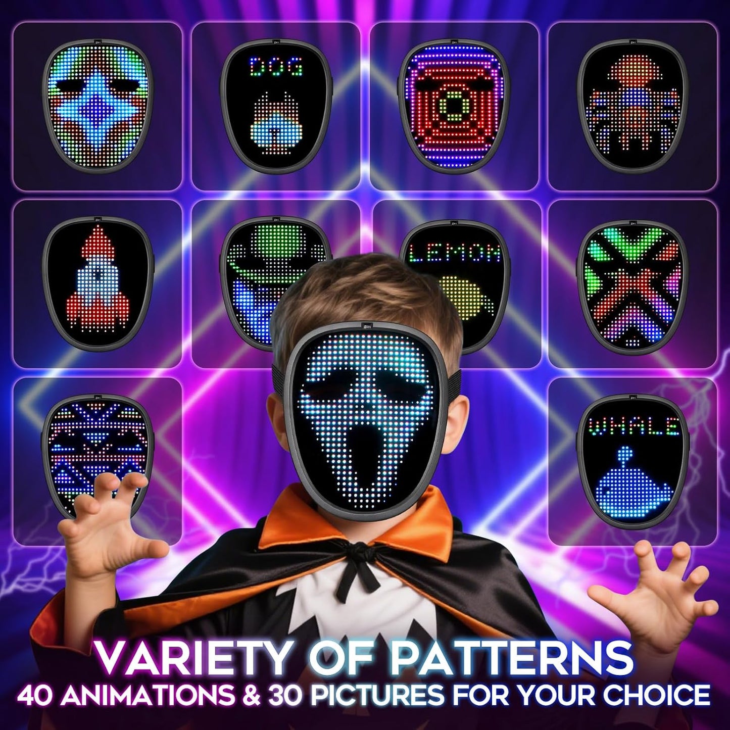SnatchGlow!-Up Halloween Fun Mask (Kids/Teens/Young Adults)