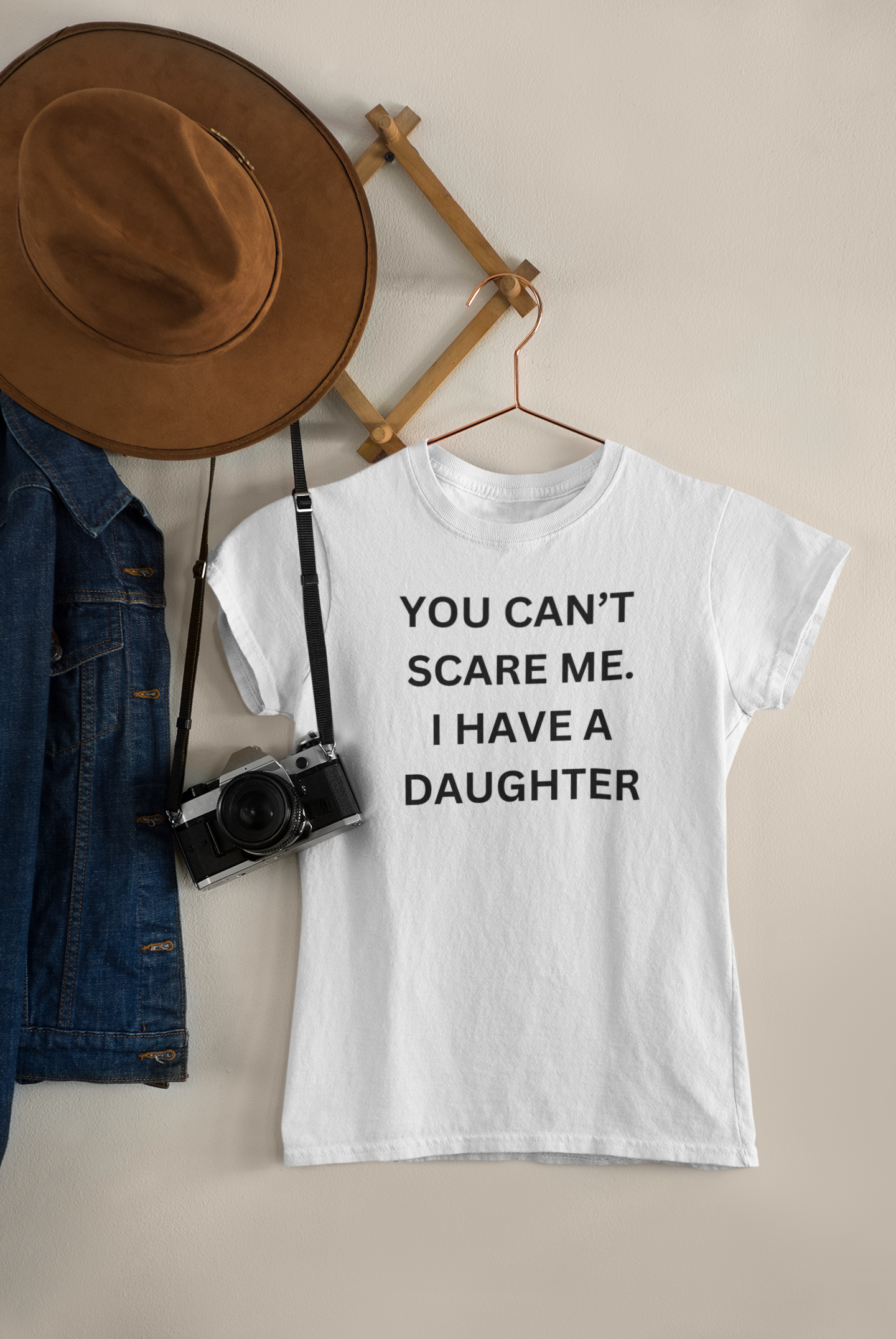 Funny Unisex Cotton Tee 'YOU CAN'T SCARE ME. I HAVE A DAUGHTER'