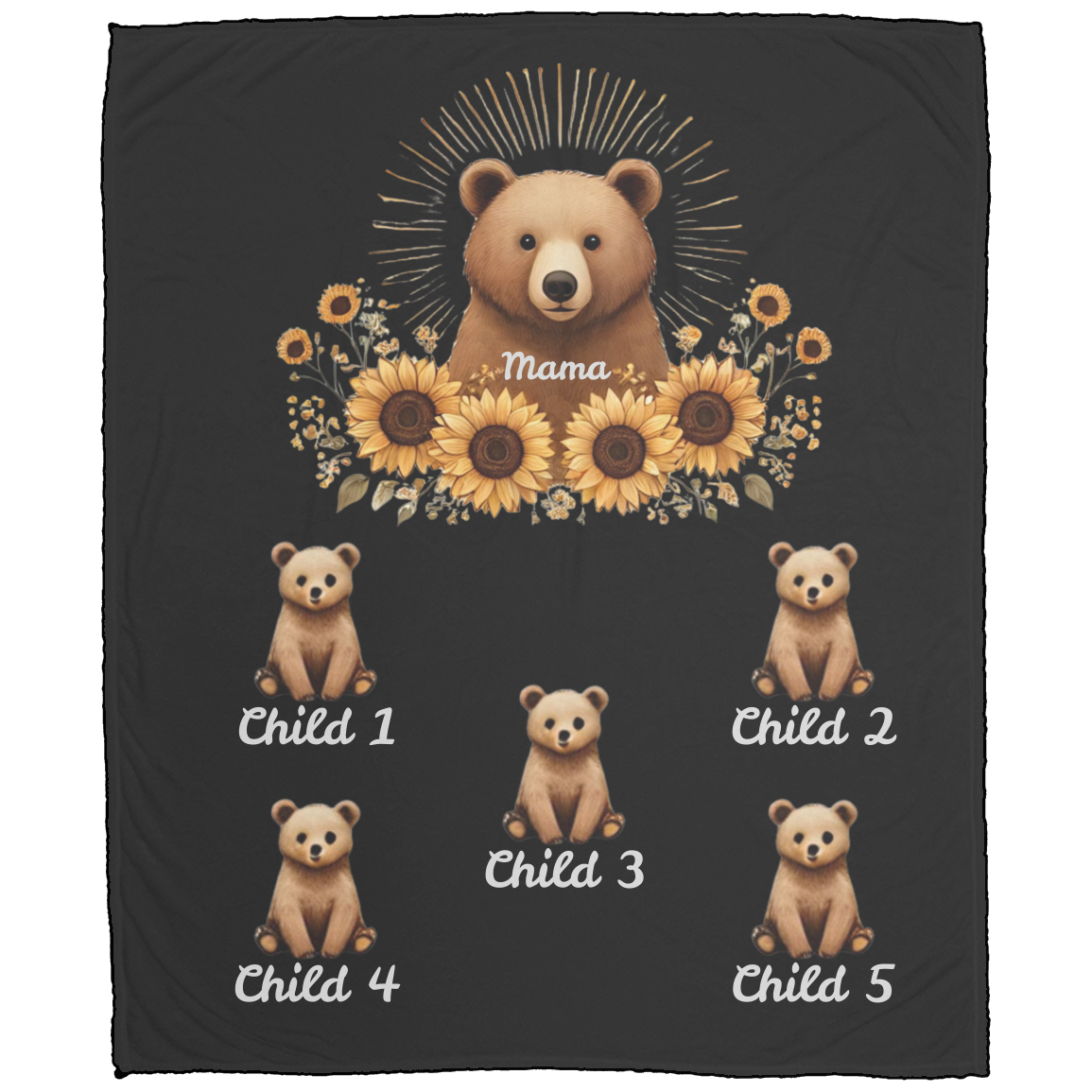 Personalized Mama Bear Sunflower Blanket  - Ideal For Mother's Day, Birthday, Anniversary