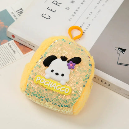 Hello Kitty Sanrio Series Key Chain Pendant Coin Purse Anime Kawaii Kuromi Melody Children Colorful Sequin Wallet Card Holder