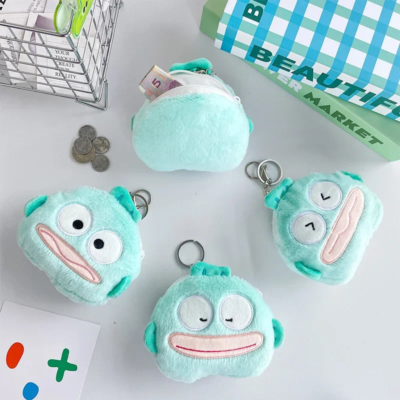 Kawaii Sanrio Hangyodon Mini Wallet Keychain Anime Children Hangyodon Coin Purse Pendant Keyring Girls Keychians Christmas Gifts