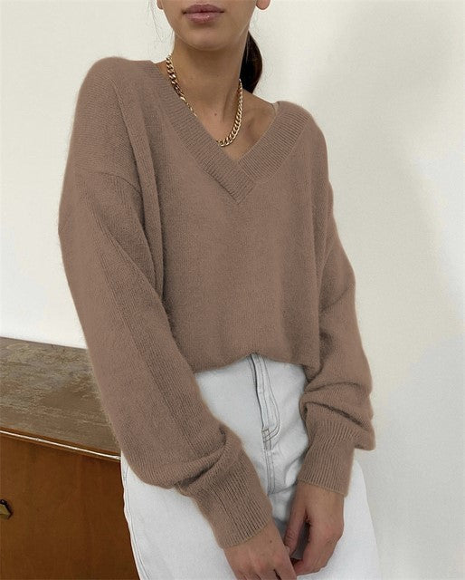 Soft Cashmere Sweater Women Casual LoosePullovers Tops