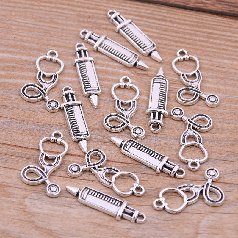 Alloy Jewelry Accessories, Syringes, Stethoscope Pendants, Pendants