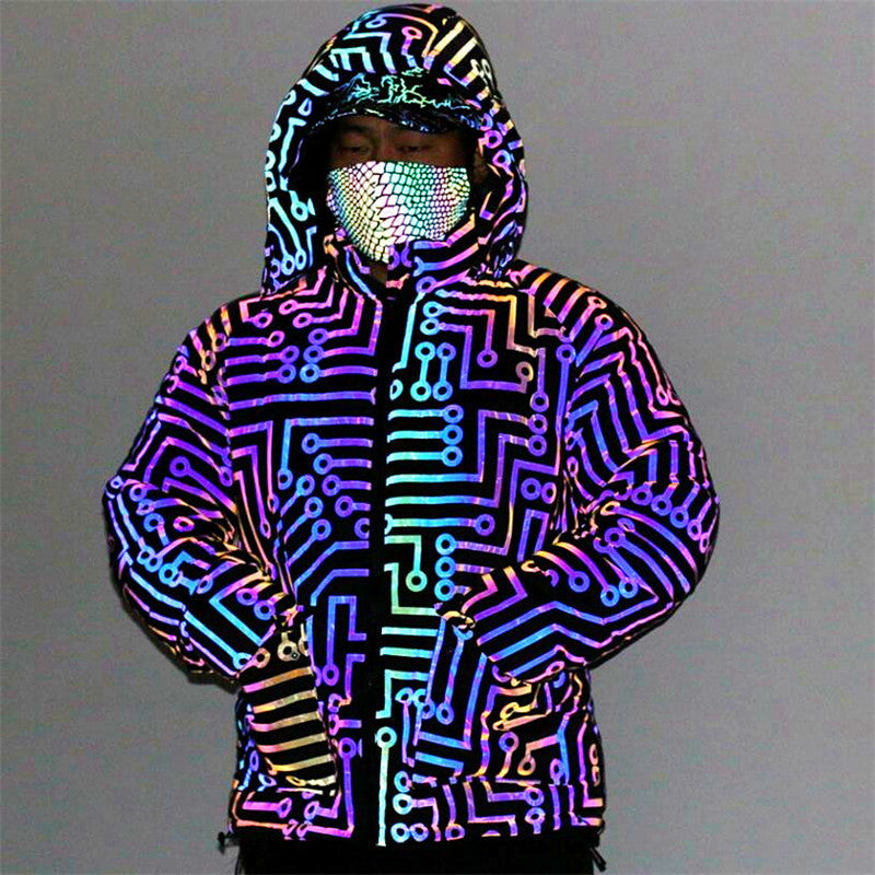 Colorful Reflective Cotton Clothing Thickened Warmth Plus Size