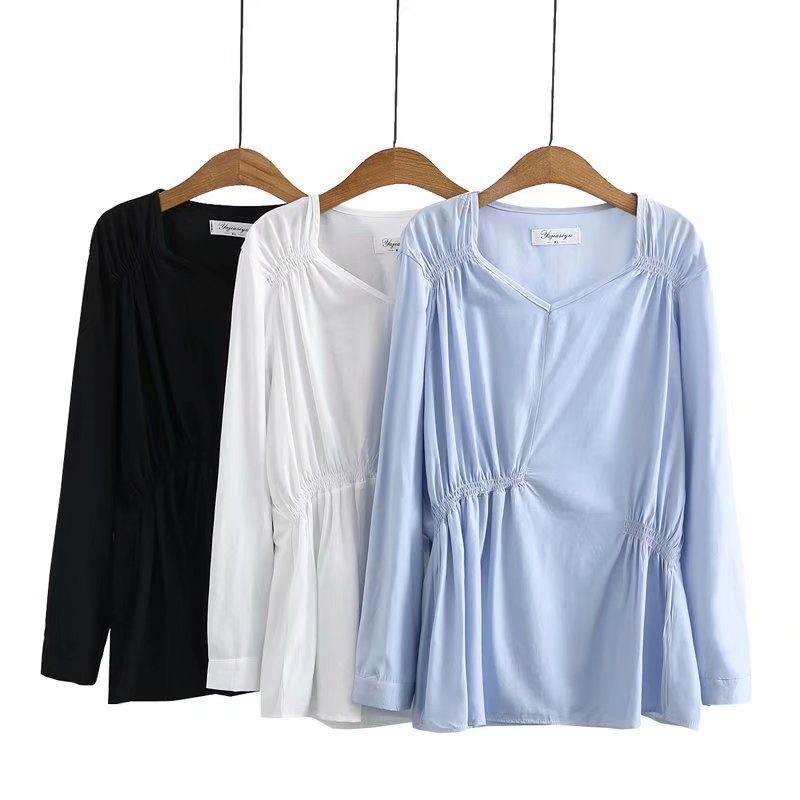 Womens large size niche shirt temperament new product 200 kg fat mm western French new fat spring and autumn long-sleeved shirt