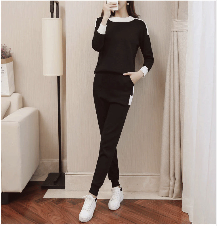 Women's Sports Harem Pants Knitted Two-Piece Suit