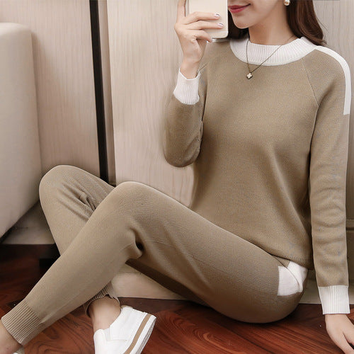 Women's Sports Harem Pants Knitted Two-Piece Suit