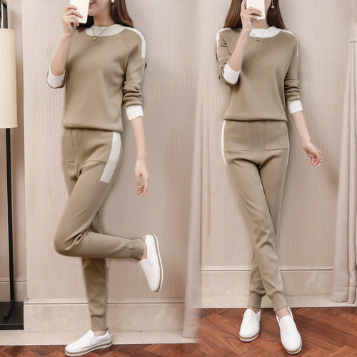 Women's Sports Harem Pants Knitted Two-Piece Suit