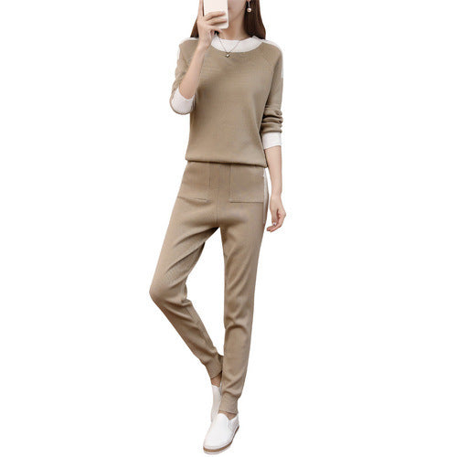 Women's Sports Harem Pants Knitted Two-Piece Suit