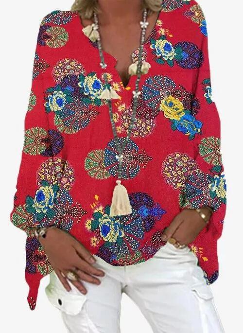 Women's Tops New Printed V Neck Shirt Shirt Women