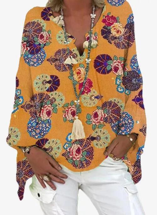 Women's Tops New Printed V Neck Shirt Shirt Women