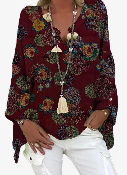 Women's Tops New Printed V Neck Shirt Shirt Women