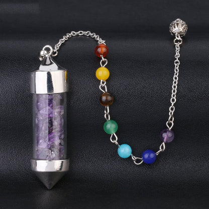 Seven chakra gravel cone shaped pendants