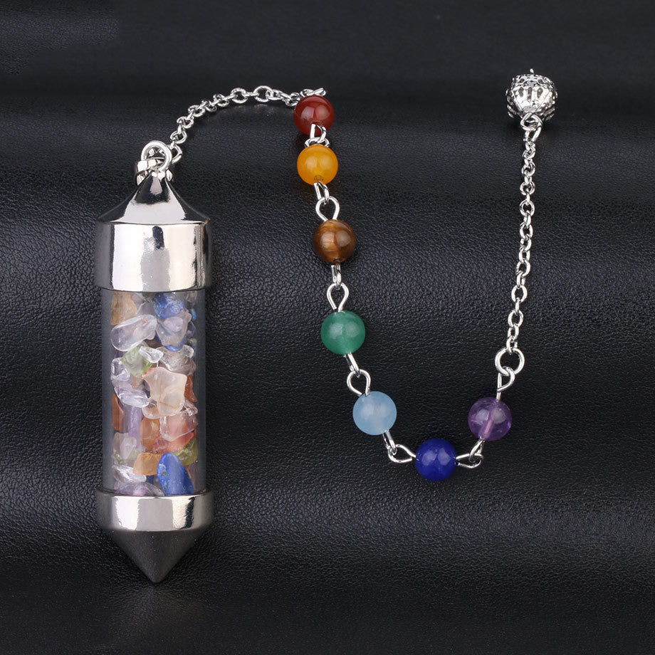 Seven chakra gravel cone shaped pendants