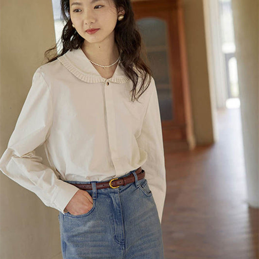 Women's Fashion Vintage Doll Collar Shirt Top