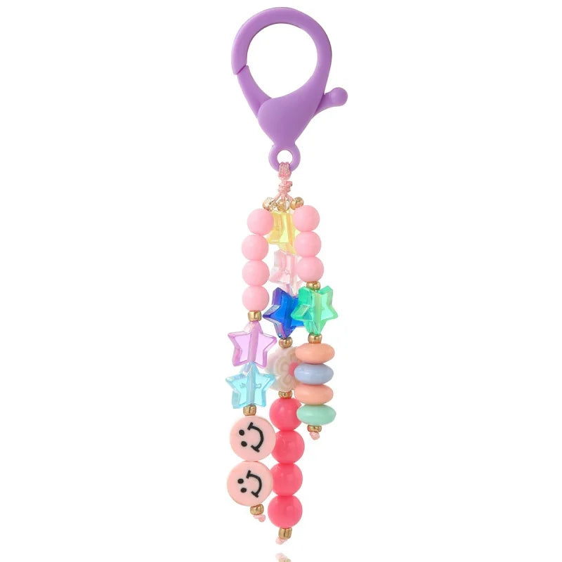 Cute Keychain Fashion Beaded Letter Keyring Colorful Cute Student School Bag Pendant Letter Keyring Pendant Back To School Gifts