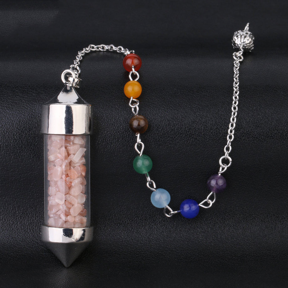 Seven chakra gravel cone shaped pendants