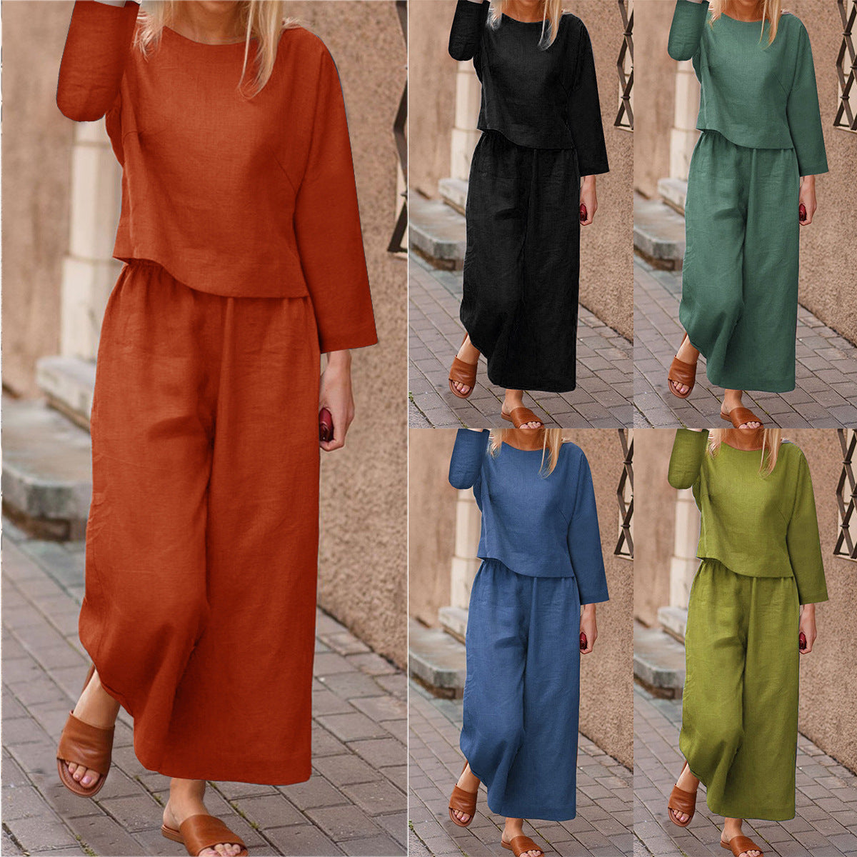 Women's Loose Fitting Shirt And Pants Two-piece Set