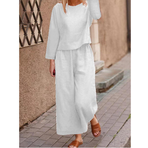 Women's Loose Fitting Shirt And Pants Two-piece Set