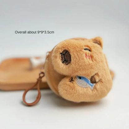 Funny Portable Capybara Plush Coin Purse Cartoon Animal Zipper Capybara Purse Bag Kawaii Mini Capybara Earphone Bag Bag Pendant