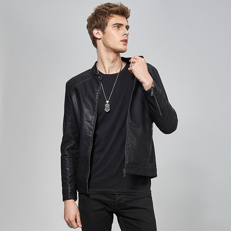 Men's youth casual leather clothing