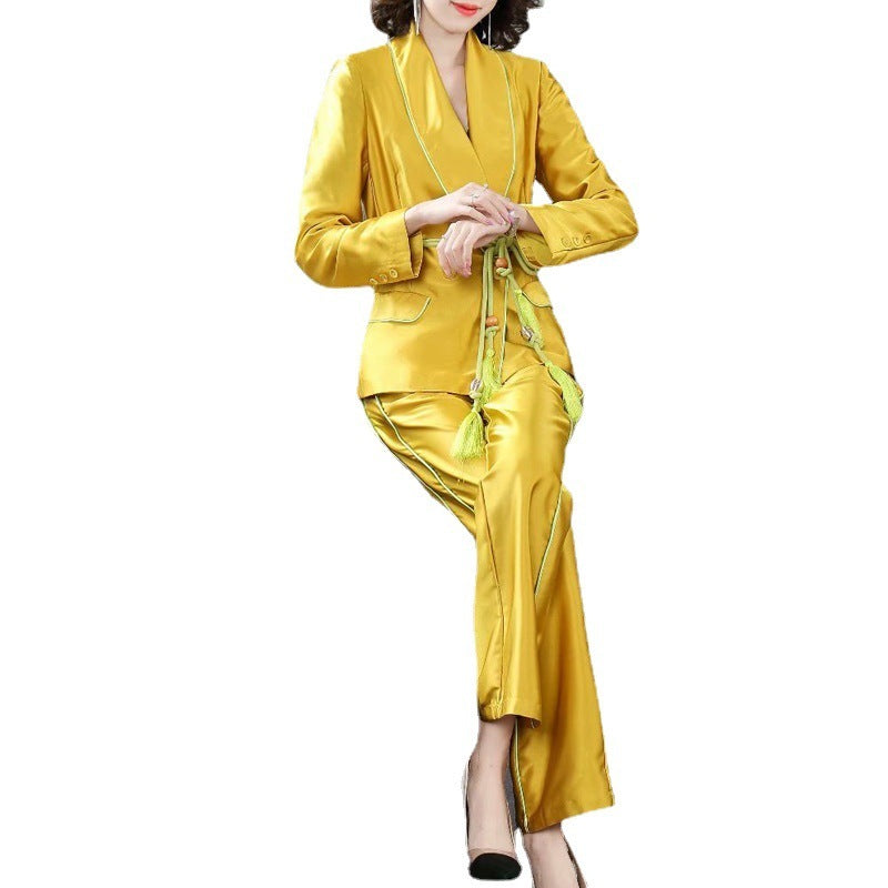 Women's Temperament Coat And Pants Two-piece Suit