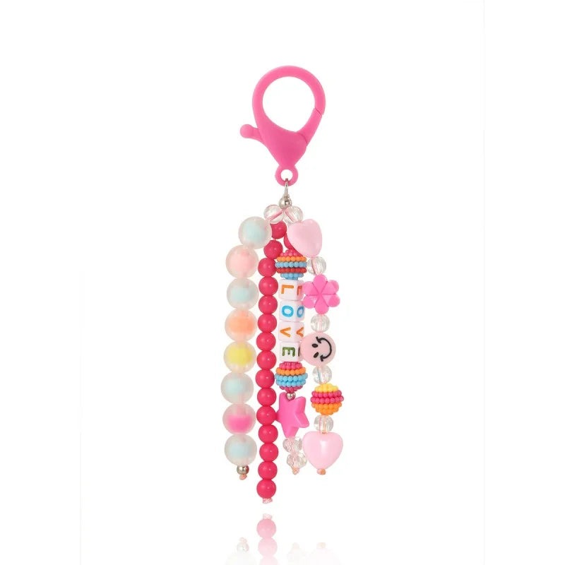 Cute Keychain Fashion Beaded Letter Keyring Colorful Cute Student School Bag Pendant Letter Keyring Pendant Back To School Gifts