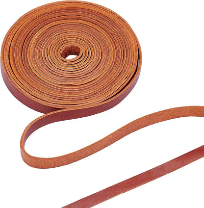 197 Inch 10mm Brown Leather Strap Belt Blank Strips Full Grain Faux Flat Genuine Leather Cord for Jewelry Making DIY making kit