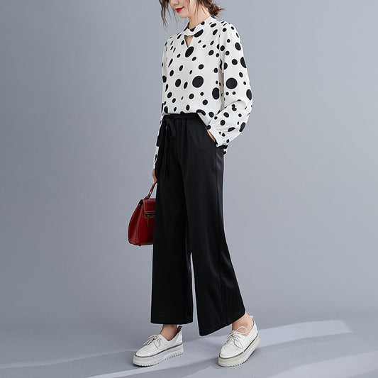 Women Loose Small Shirt Casual Pants Two-Piece Suit